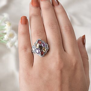 Multi Gemstone 4.50 ctw Ring in Stainless Steel (Size 9.0)