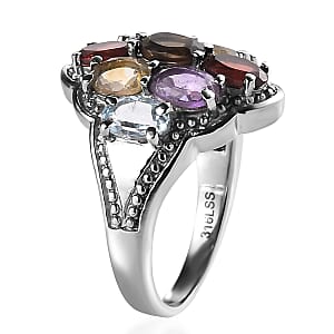 Multi Gemstone 4.50 ctw Ring in Stainless Steel (Size 9.0)