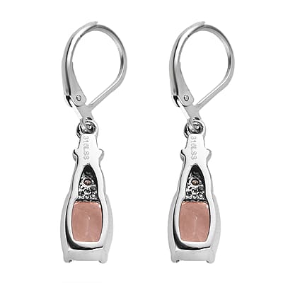Morganique Quartz (Triplet) and Simulated Champagne Diamond 3.60 ctw Lever Back Earrings in Stainless Steel