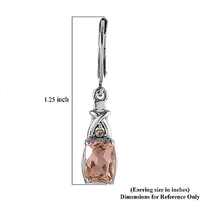 Morganique Quartz (Triplet) and Simulated Champagne Diamond 3.60 ctw Lever Back Earrings in Stainless Steel