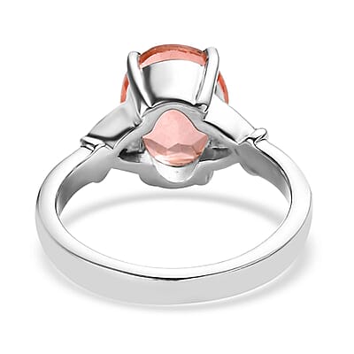 Morganique Quartz (Triplet) and Simulated Champagne Diamond 3.00 ctw Ring in Stainless Steel (Size 10.0)