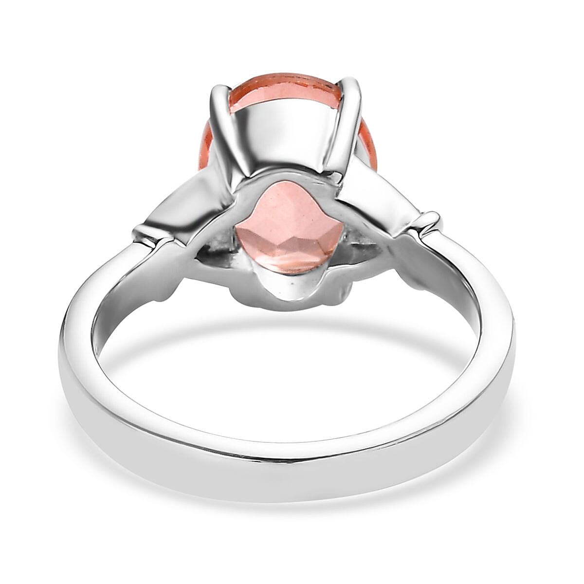 Morganique Quartz (Triplet) and Simulated Champagne Diamond 3.00 ctw Ring in Stainless Steel (Size 8.0)