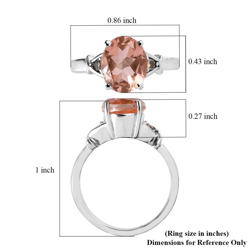 Morganique Quartz (Triplet) and Simulated Champagne Diamond 3.00 ctw Ring in Stainless Steel (Size 8.0)