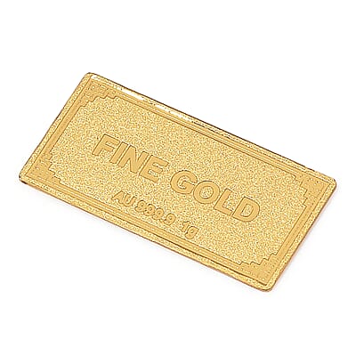 24K Yellow Gold Ingot Bar 10x20x0.23 mm 1 Grams