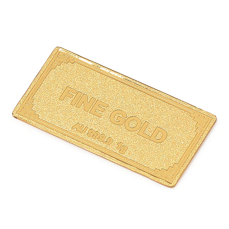 24K Yellow Gold Ingot Bar 10x20x0.23 mm 1 Grams