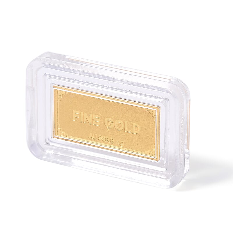 24K Yellow Gold Ingot Bar 10x20x0.23 mm 1 Grams