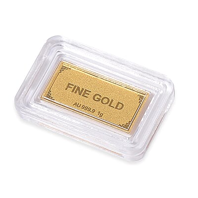 24K Yellow Gold Ingot Bar 10x20x0.23 mm 1 Grams