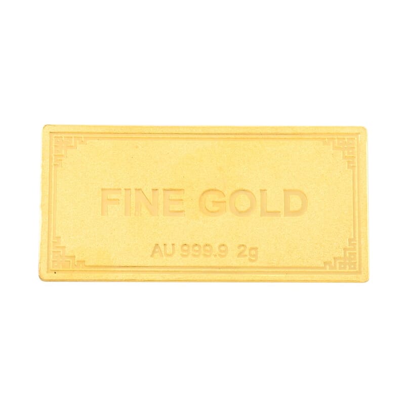 24K Yellow Gold Bar 13x26x0.30 mm 2 Grams