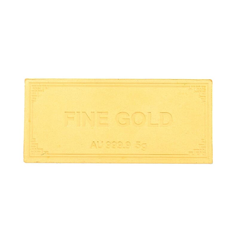 24K Yellow Gold Bar 15x33x0.50 mm 5 Grams