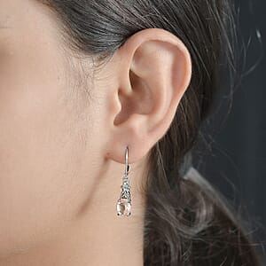 Morganique Quartz (Triplet) and Simulated Champagne Diamond 2.75 ctw Lever Back Earrings in Stainless Steel