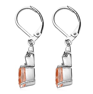 Morganique Quartz (Triplet) and Simulated Champagne Diamond 2.75 ctw Lever Back Earrings in Stainless Steel