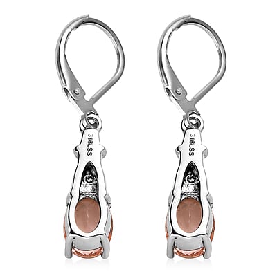 Morganique Quartz (Triplet) and Simulated Champagne Diamond 2.75 ctw Lever Back Earrings in Stainless Steel