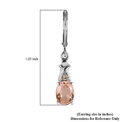 Morganique Quartz (Triplet) and Simulated Champagne Diamond 2.75 ctw Lever Back Earrings in Stainless Steel