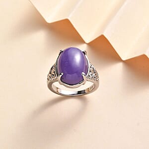 Purple Jade (D) 11.40 ctw Solitaire Ring in Stainless Steel (Size 9.0)