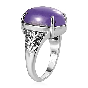 Purple Jade (D) 11.40 ctw Solitaire Ring in Stainless Steel (Size 9.0)