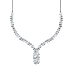 Moissanite 19.35 ctw Waterfall Necklace in Rhodium Over Sterling Silver 18 Inches