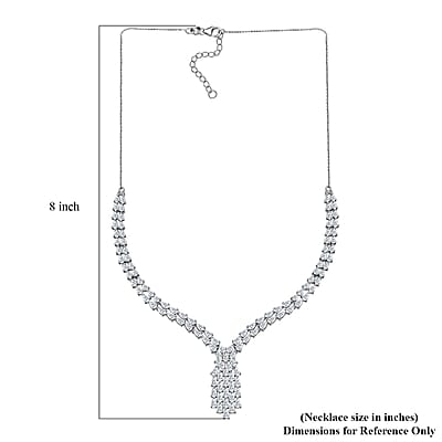 D'Joy Moissanite 19.35 ctw Waterfall Necklace in Rhodium Over Sterling Silver 18 Inches