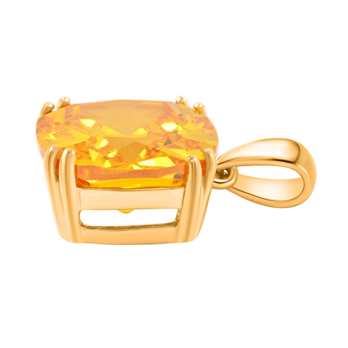 Simulated Canary Yellow Diamond 22.80 ctw Pendant in Vermeil Yellow Gold Over Sterling Silver image number 3