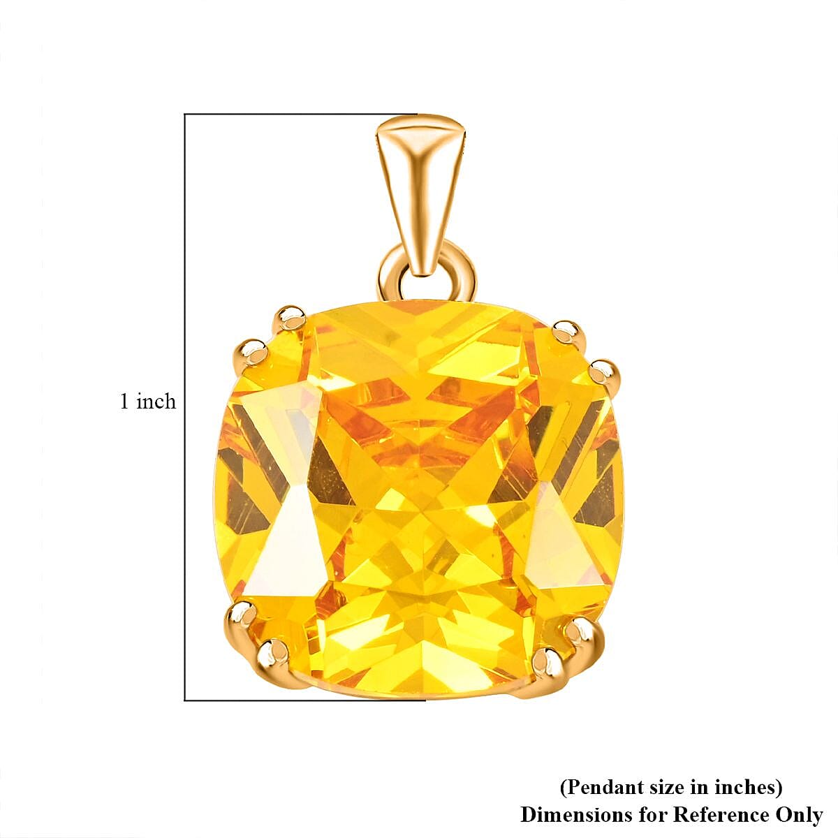 Simulated Canary Yellow Diamond 22.80 ctw Pendant without Chain in Vermeil Yellow Gold Over Sterling Silver