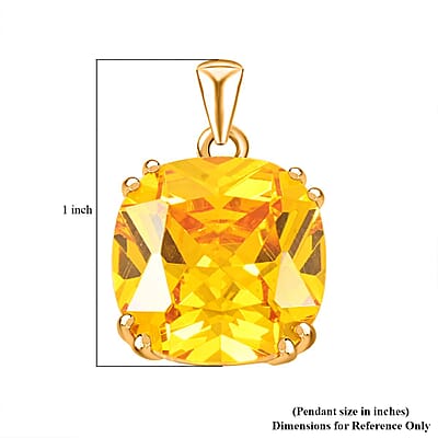 Simulated Canary Yellow Diamond 22.80 ctw Pendant without Chain in Vermeil Yellow Gold Over Sterling Silver