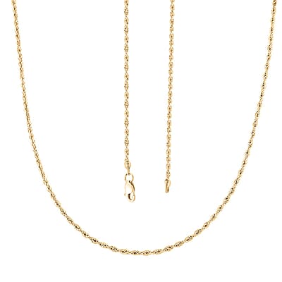 10K Yellow Gold 1.5mm Rope Necklace 18 Inches 1.20 Grams