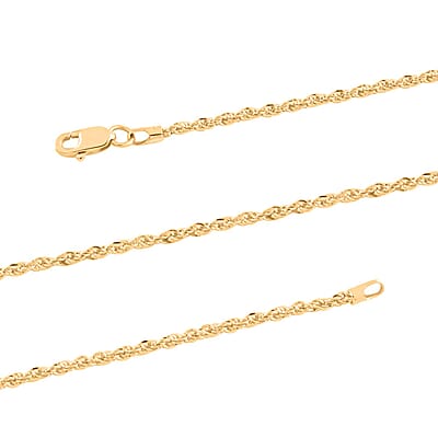10K Yellow Gold 1.5mm Rope Necklace 18 Inches 1.20 Grams