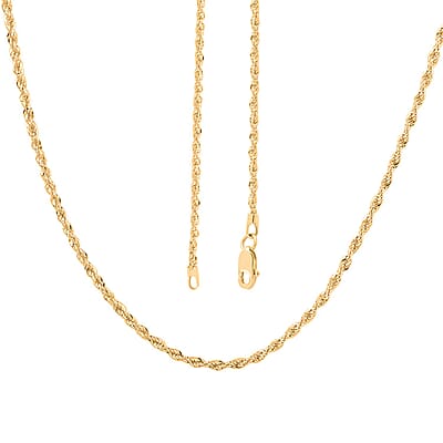 10K Yellow Gold 1.5mm Rope Necklace 18 Inches 1.20 Grams