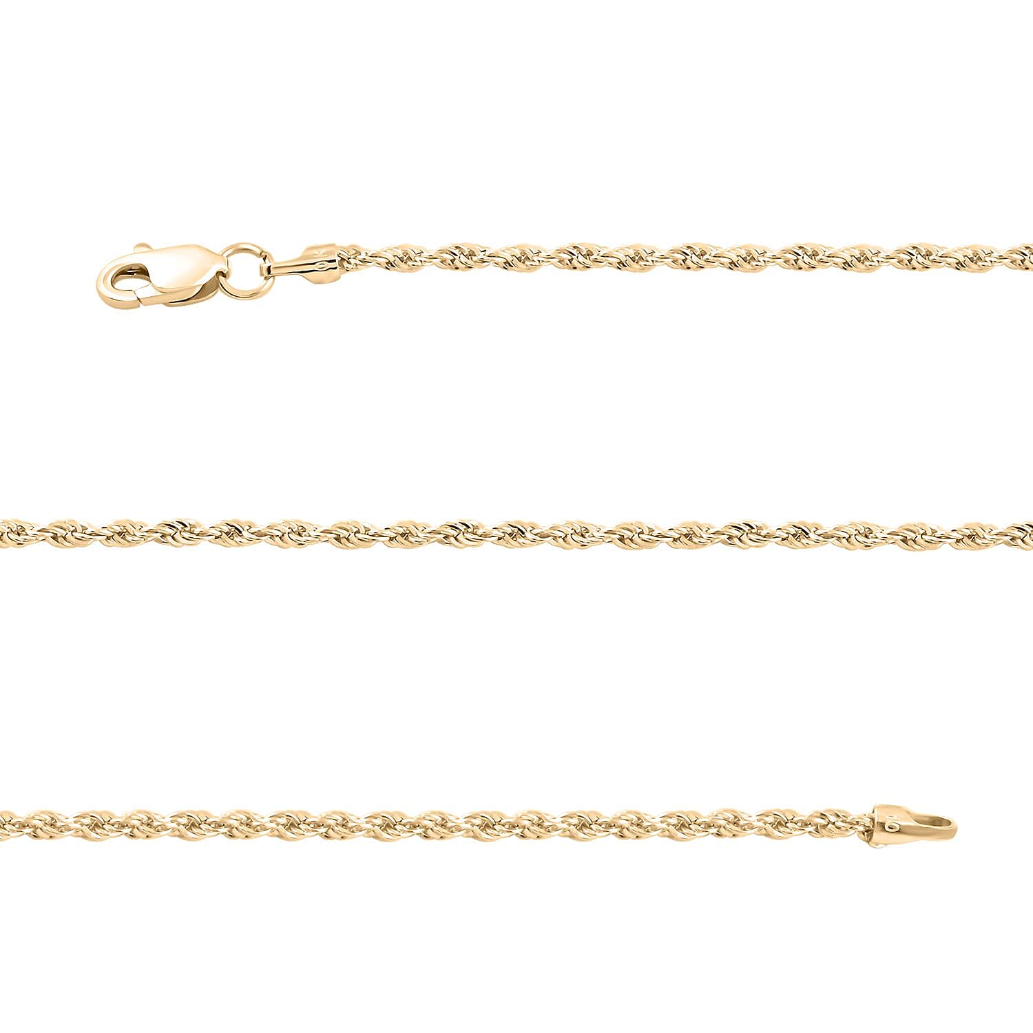 10K Yellow Gold 1.5mm Rope Necklace 22 Inches 1.40 Grams