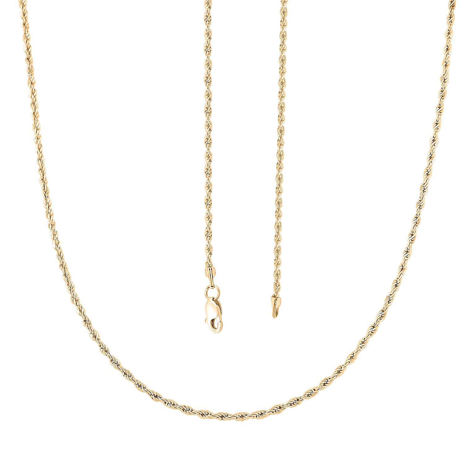 10K Yellow Gold 1.5mm Rope Necklace 22 Inches 1.40 Grams