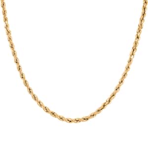 10K Yellow Gold 4.5mm Rope Necklace 18 Inches 7.70 Grams