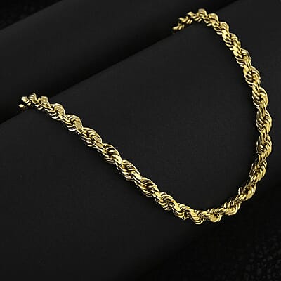10K Yellow Gold 4.5mm Rope Necklace 18 Inches 7.70 Grams