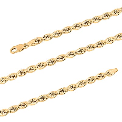 10K Yellow Gold 4.5mm Rope Necklace 18 Inches 7.70 Grams