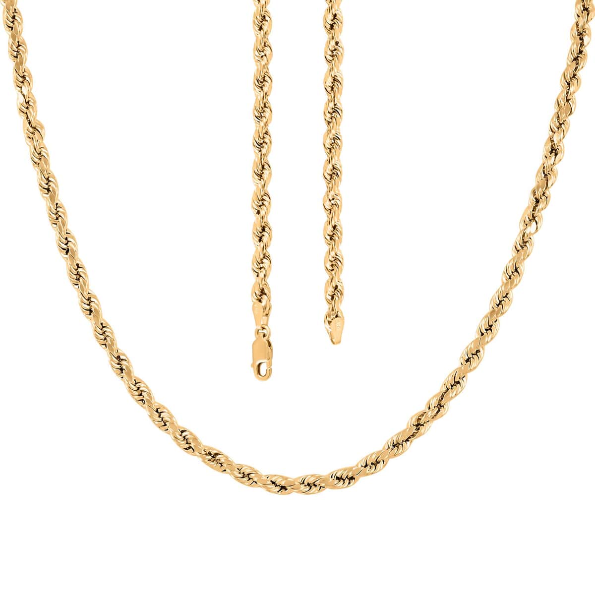 10K Yellow Gold 4.5mm Rope Necklace 18 Inches 7.70 Grams image number 3