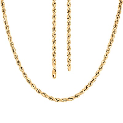 10K Yellow Gold 4.5mm Rope Necklace 18 Inches 7.70 Grams