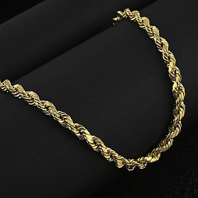 10K Yellow Gold 5mm Rope Necklace 22 Inches 8.30 Grams