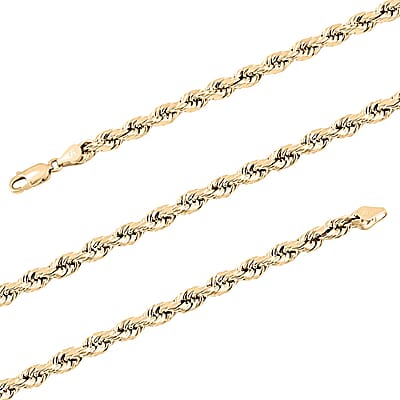 10K Yellow Gold 5mm Rope Necklace 22 Inches 8.30 Grams