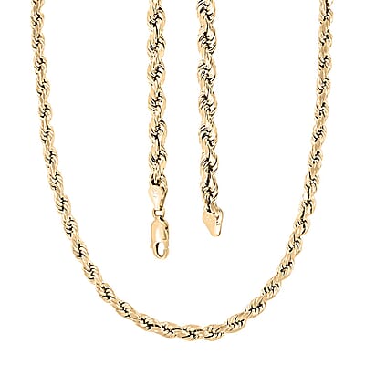 10K Yellow Gold 5mm Rope Necklace 22 Inches 8.30 Grams