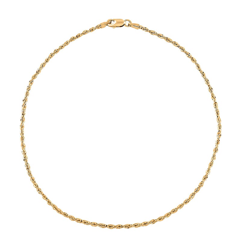 14K Yellow Gold Rope Anklet (10 In) 0.90 Grams
