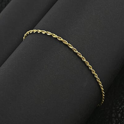 14K Yellow Gold Rope Anklet (10 In) 0.90 Grams