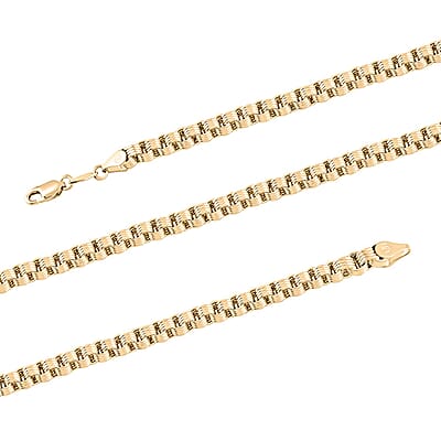 10K Yellow Gold 4mm Alexander Chain Necklace 24 Inches