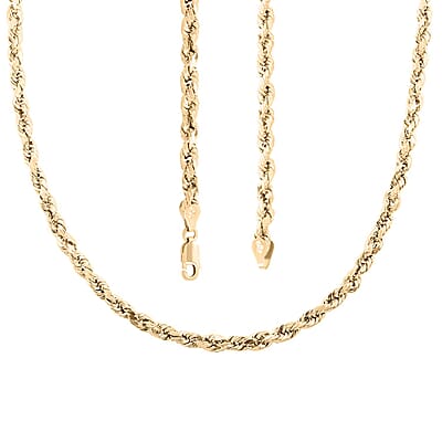 10K Yellow Gold 4.5mm Rope Necklace 20 Inches 8.30 Grams
