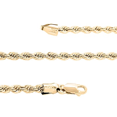 10K Yellow Gold 3.3mm Rope Necklace 26 Inches 6.70 Grams
