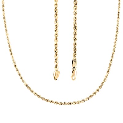 10K Yellow Gold 3.3mm Rope Necklace 26 Inches 6.70 Grams