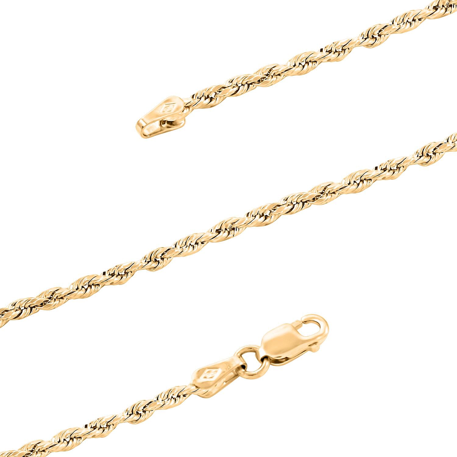 10K Yellow Gold 1.8mm Rope Necklace 30 Inches 2.80 Grams