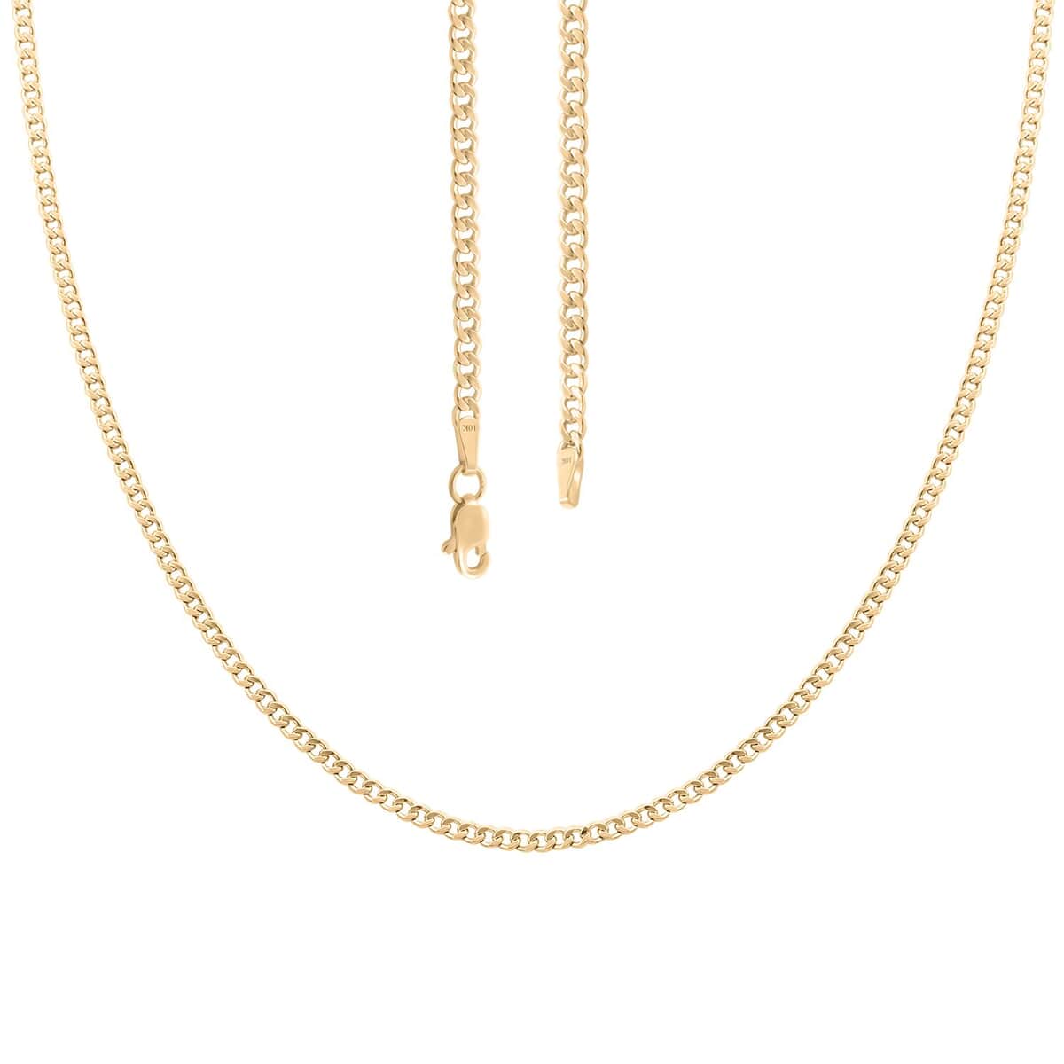 2mm Cuban Chain Necklace in 10K Yellow Gold 2 Grams 16 Inches image number 3