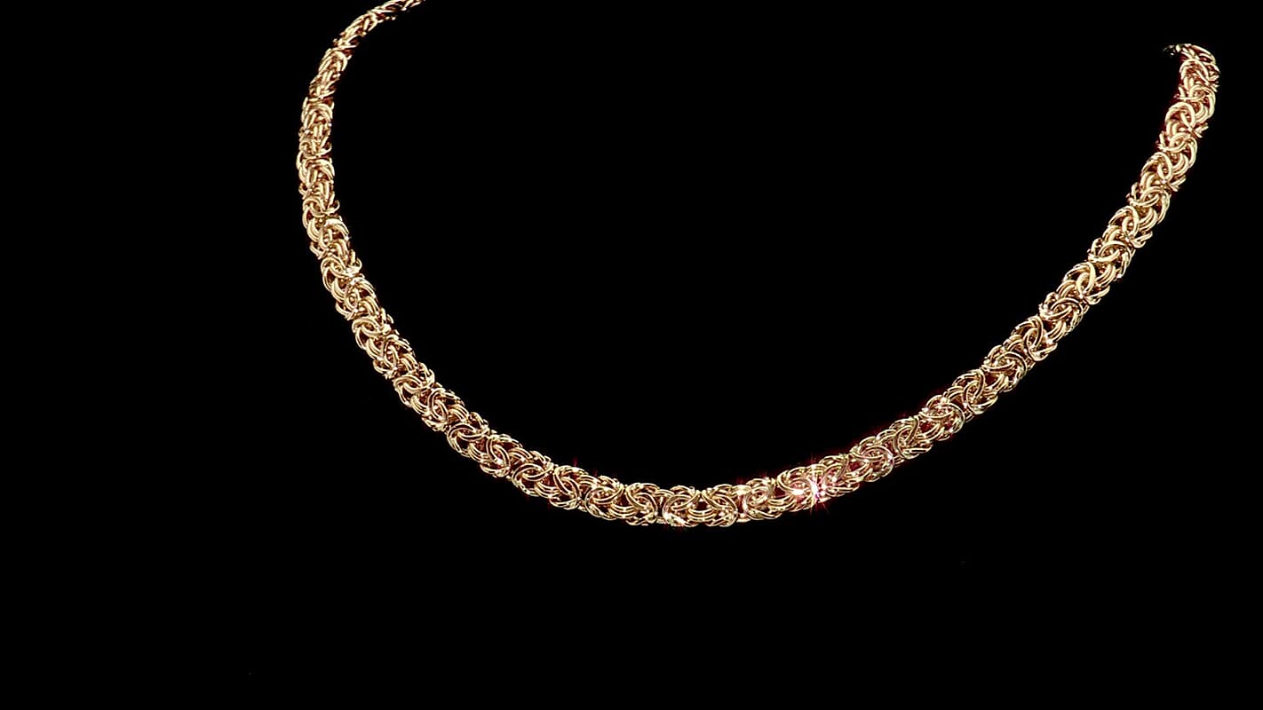 Italian Grande Byzantine Chain Necklace in 10K Yellow Gold 16.90 Grams 20 Inches