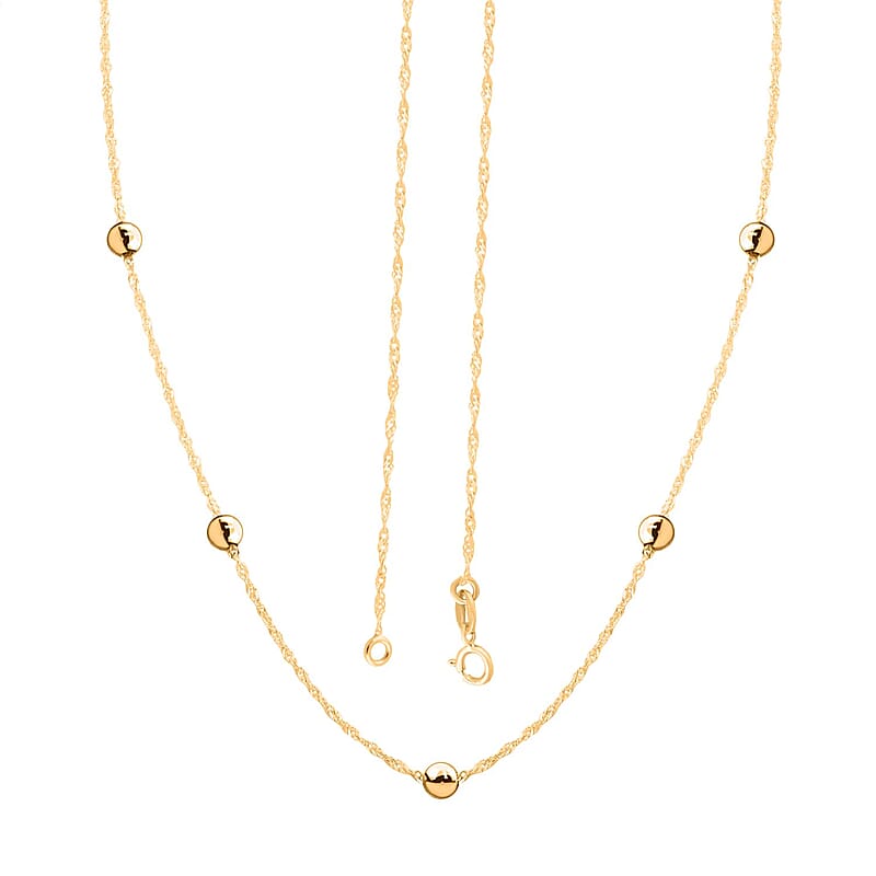 Italian 10K Yellow Gold Beads Necklace 18 Inches 1.10 Grams