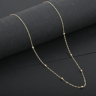 Italian 10K Yellow Gold Beads Necklace 18 Inches 1.10 Grams