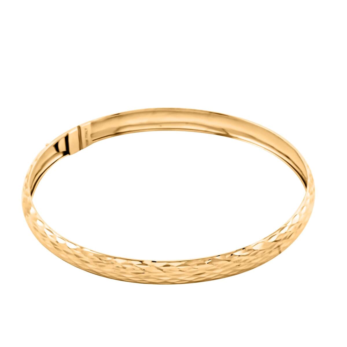 Italian 10K Yellow Gold 6.9mm Diamond-Cut Flex Bangle Bracelet (6.50 In) 3.50 Grams image number 0