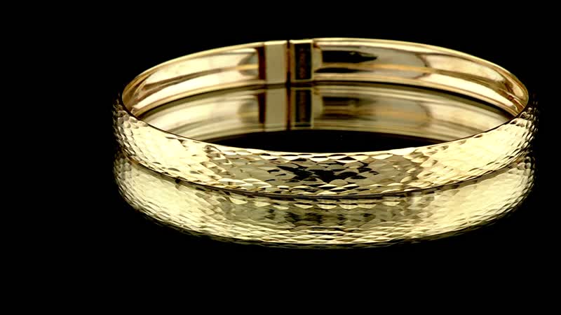 Italian 10K Yellow Gold 6.9mm Diamond-Cut Flex Bangle Bracelet (6.50 In) 3.50 Grams